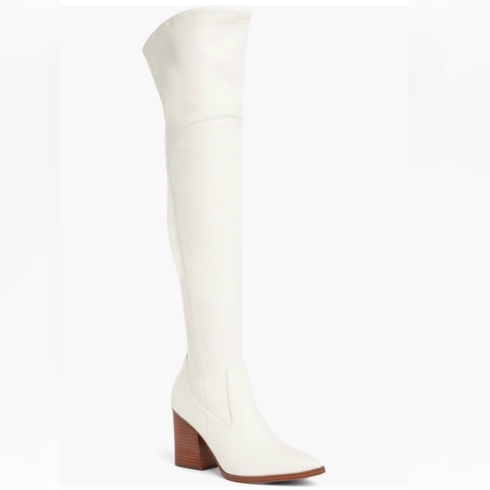 MARC FISHER
Meyana White
Faux Leather Over The Knee
Block Heel Boots Size 8